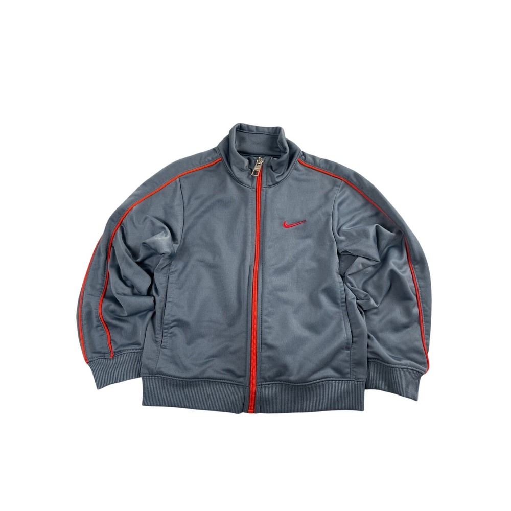 Nike Boys Gray Red Full Zip Track Jacket Sporty Swoosh Logo Toddler Size 3T